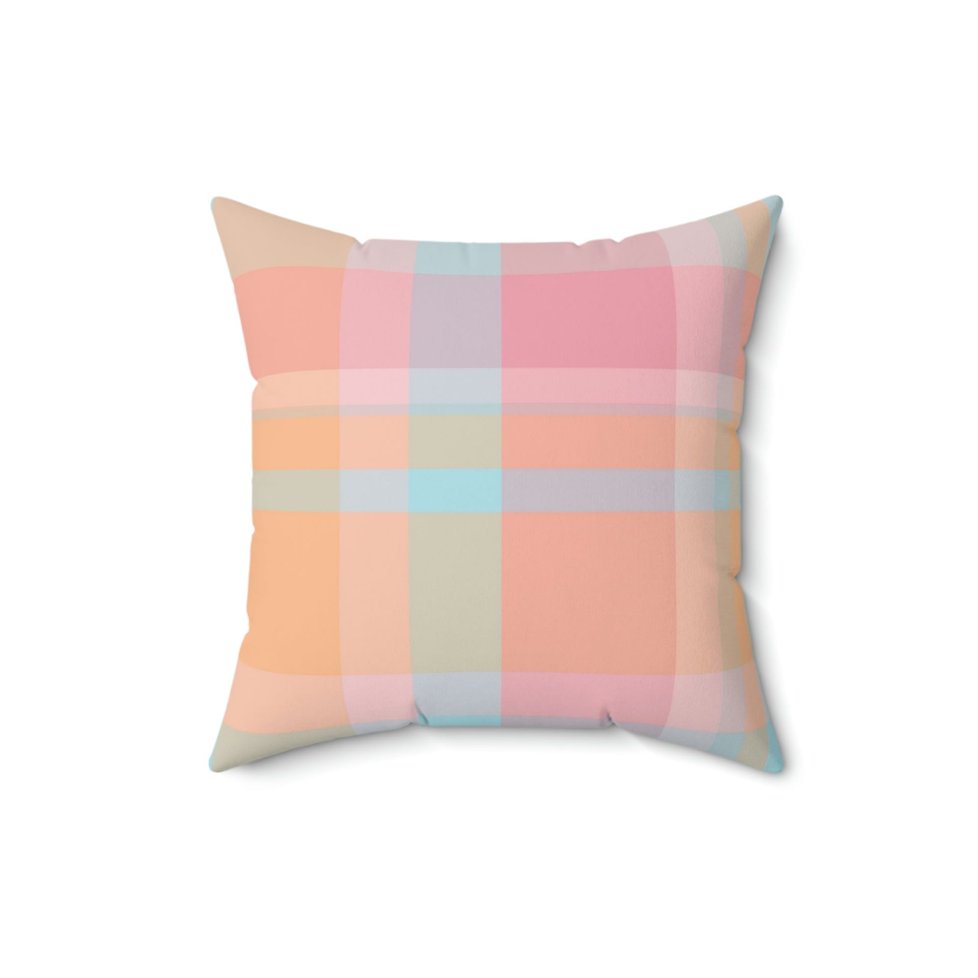 Spring Pastel Plaid Square Pillow Home Decor Pink Sweetheart