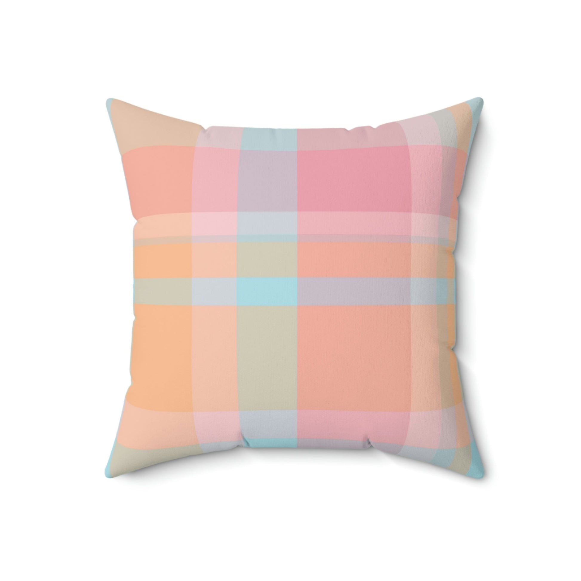 Spring Pastel Plaid Square Pillow Home Decor Pink Sweetheart