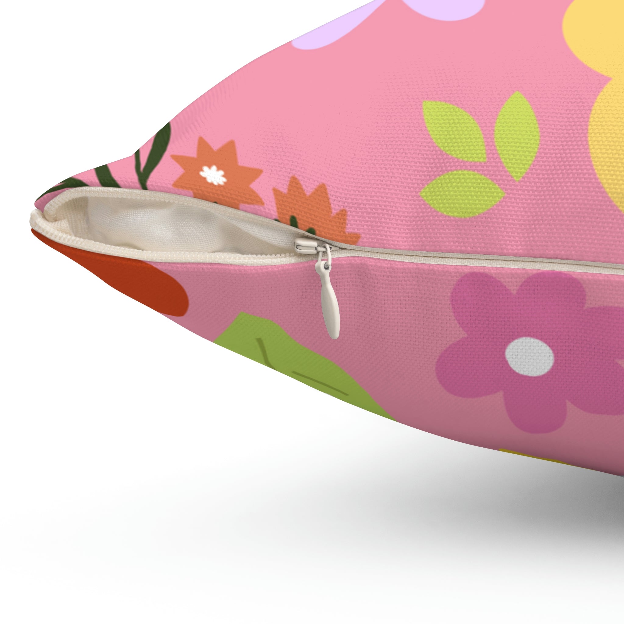 Spring Time Vibes Square Pillow Home Decor Pink Sweetheart