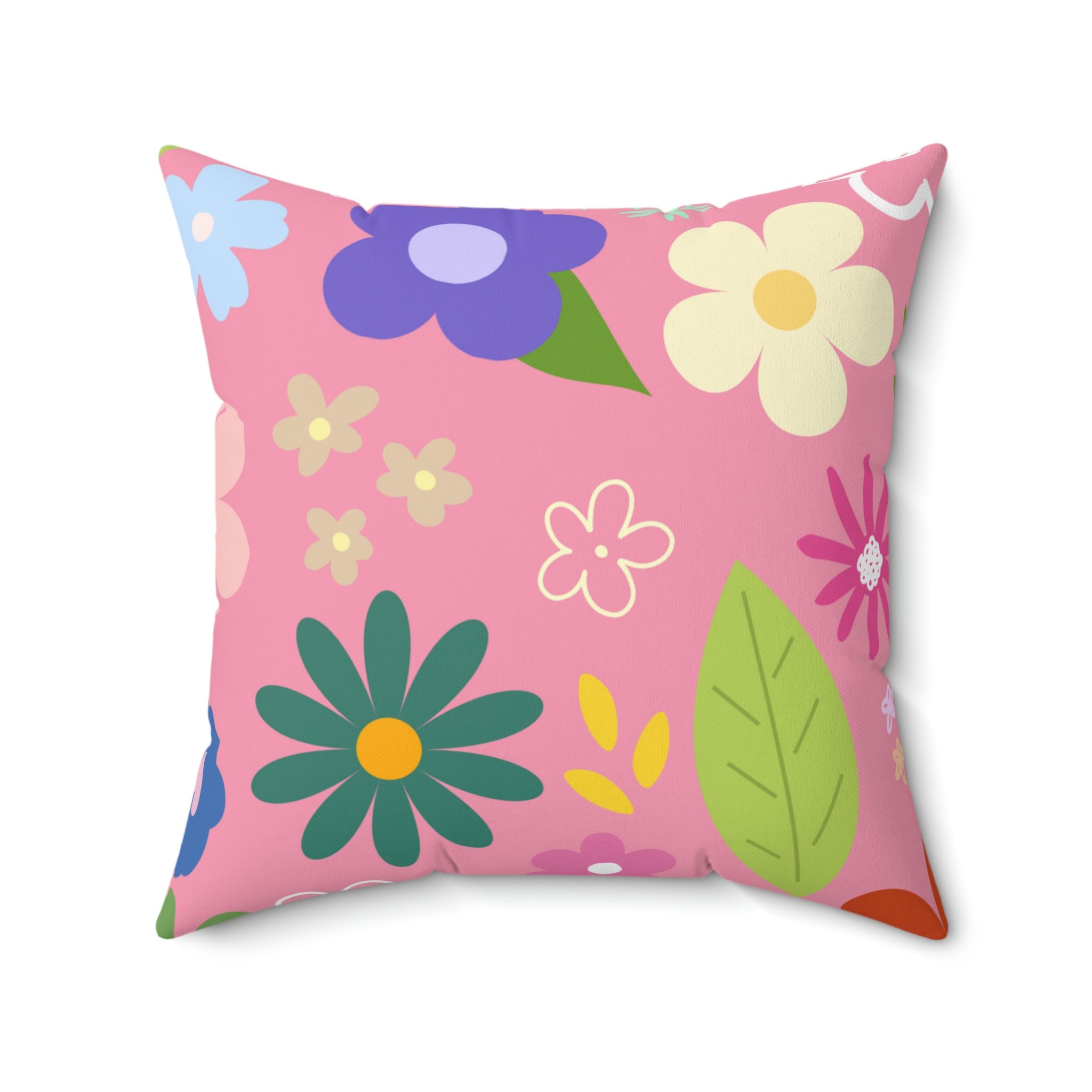 Spring Time Vibes Square Pillow Home Decor Pink Sweetheart