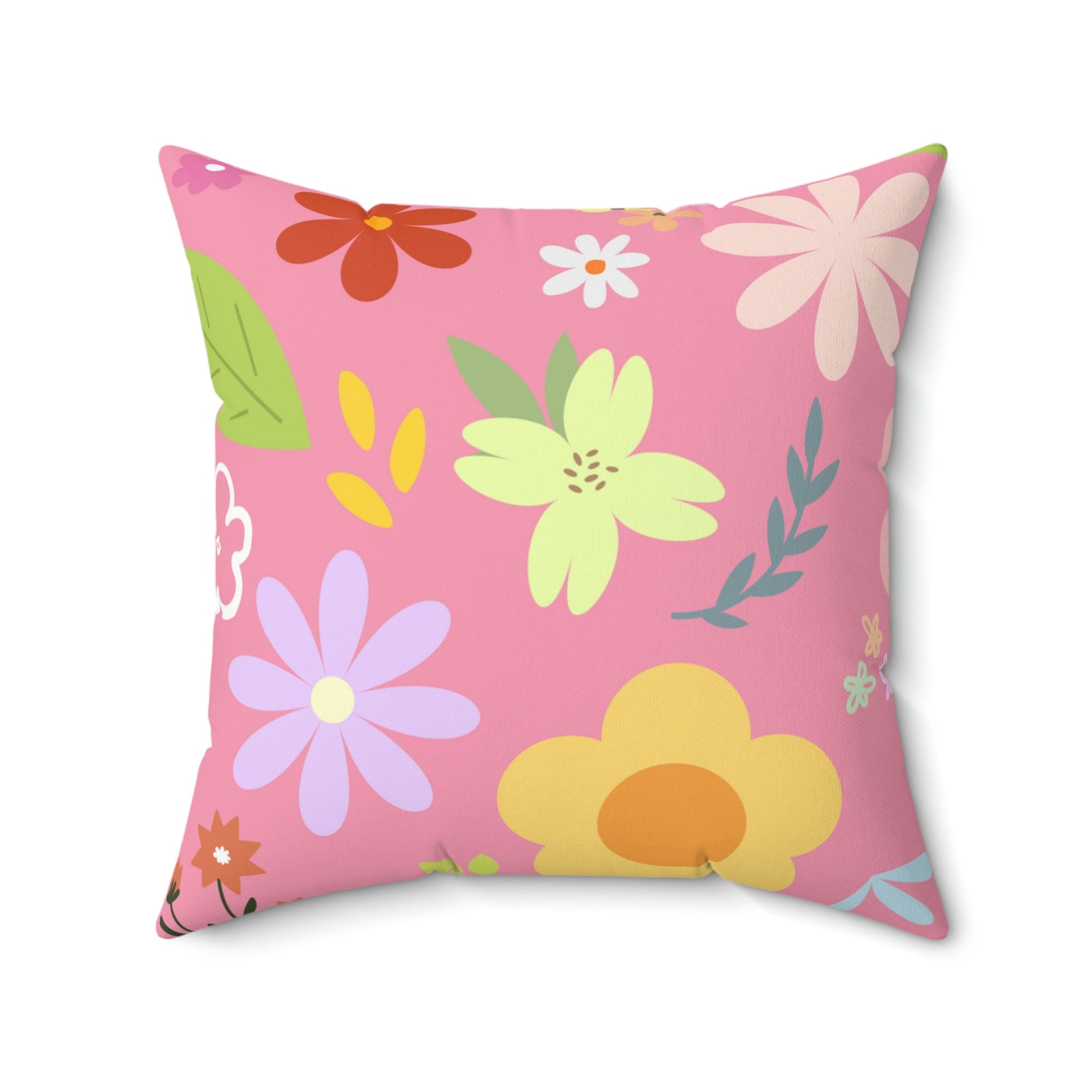 Spring Time Vibes Square Pillow Home Decor Pink Sweetheart