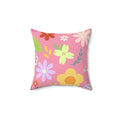 Spring Time Vibes Square Pillow - Pink Sweetheart