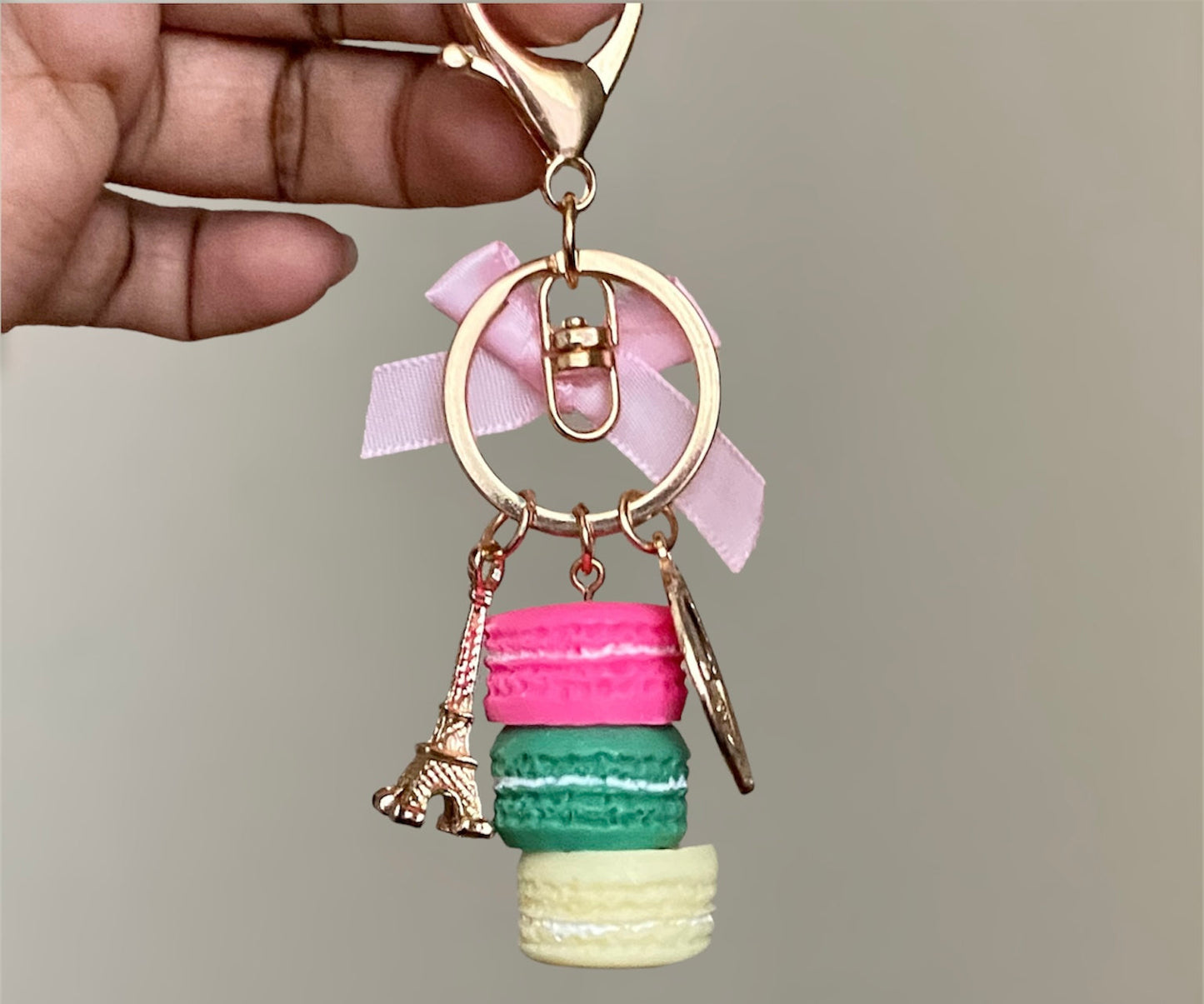 Pink Sweetheart Stacked Macaron Paris Keychain Charm, Women's, Size: One size, Style 6