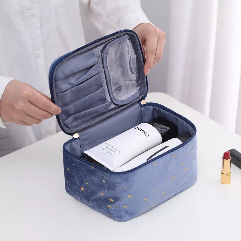 Starry Night Velvet Cosmetic Makeup Bag Cosmetic & Toiletry Bags Pink Sweetheart