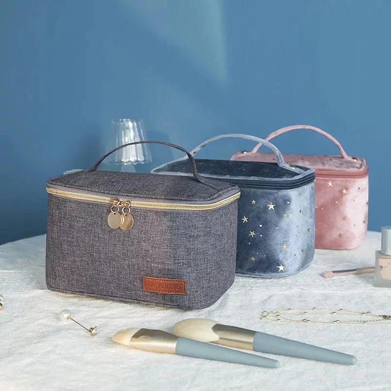 Starry Night Velvet Cosmetic Makeup Bag Cosmetic & Toiletry Bags Pink Sweetheart