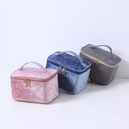 Starry Night Velvet Cosmetic Makeup Bag Cosmetic & Toiletry Bags Pink Sweetheart