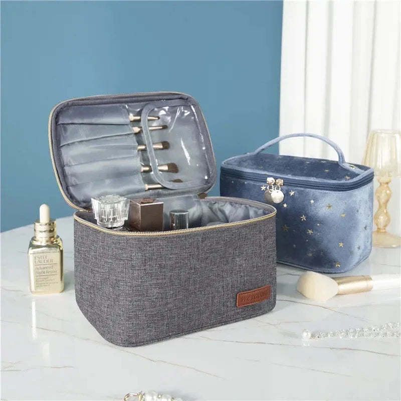 Starry Night Velvet Cosmetic Makeup Bag Cosmetic & Toiletry Bags Pink Sweetheart