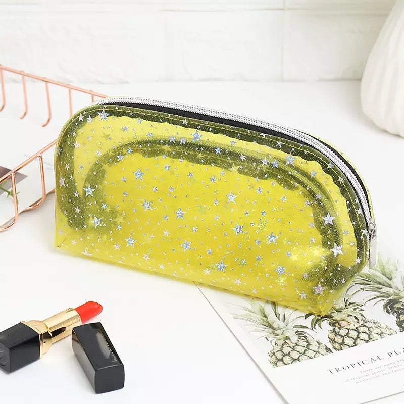 Starry Sky Clear Jelly Cosmetic Makeup Bag Cosmetic & Toiletry Bags Pink Sweetheart