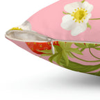 Strawberries and Flowers Square Pillow Home Decor Pink Sweetheart