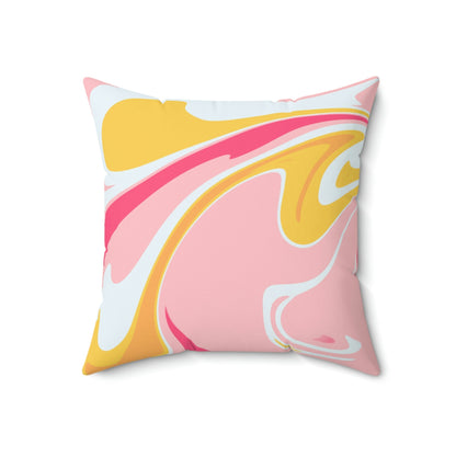 Strawberry Banana Cream Swirl Square Pillow Home Decor Pink Sweetheart