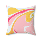 Strawberry Banana Cream Swirl Square Pillow Home Decor Pink Sweetheart