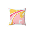 Strawberry Banana Cream Swirl Square Pillow - Pink Sweetheart