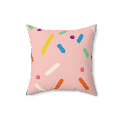 Strawberry Birthday Cake Square Pillow Home Decor Pink Sweetheart