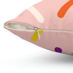 Strawberry Birthday Cake Square Pillow Home Decor Pink Sweetheart