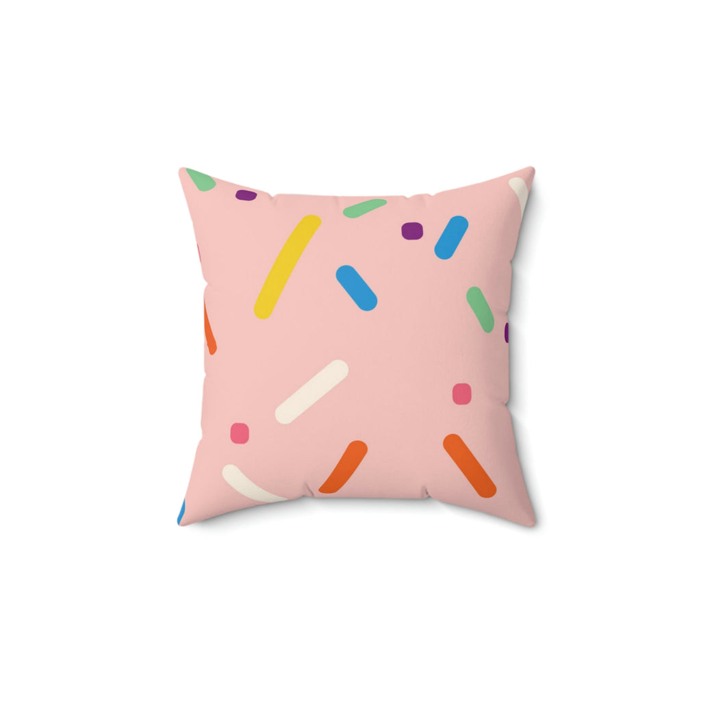 Strawberry Birthday Cake Square Pillow Home Decor Pink Sweetheart