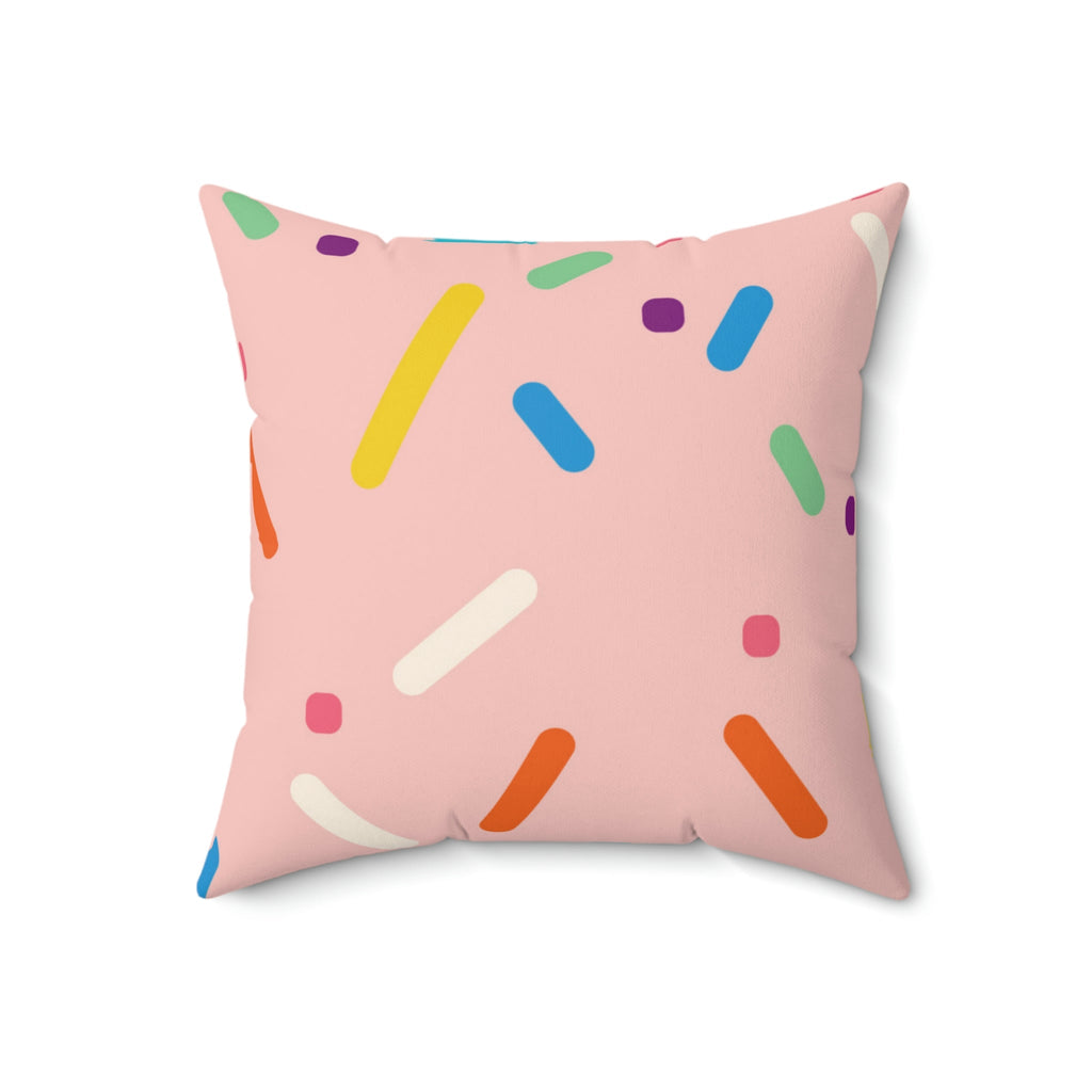 Strawberry Birthday Cake Square Pillow Home Decor Pink Sweetheart