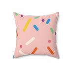 Strawberry Birthday Cake Square Pillow Home Decor Pink Sweetheart