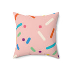 Strawberry Birthday Cake Square Pillow Home Decor Pink Sweetheart
