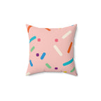 Strawberry Birthday Cake Square Pillow Home Decor Pink Sweetheart