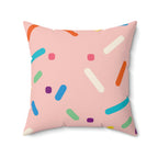 Strawberry Birthday Cake Square Pillow Home Decor Pink Sweetheart