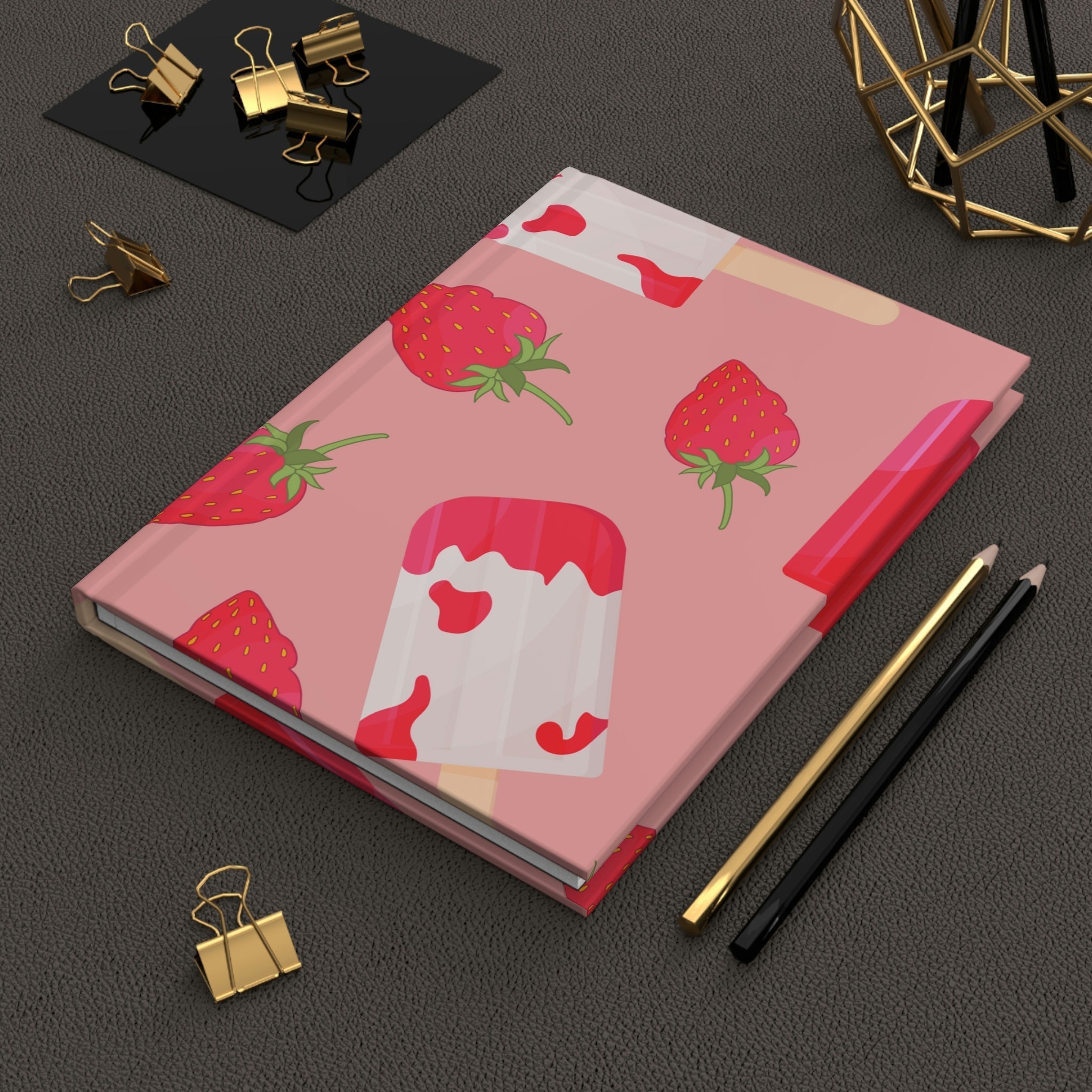 Strawberry Popsicle Hardcover Matte Journal Paper products Pink Sweetheart