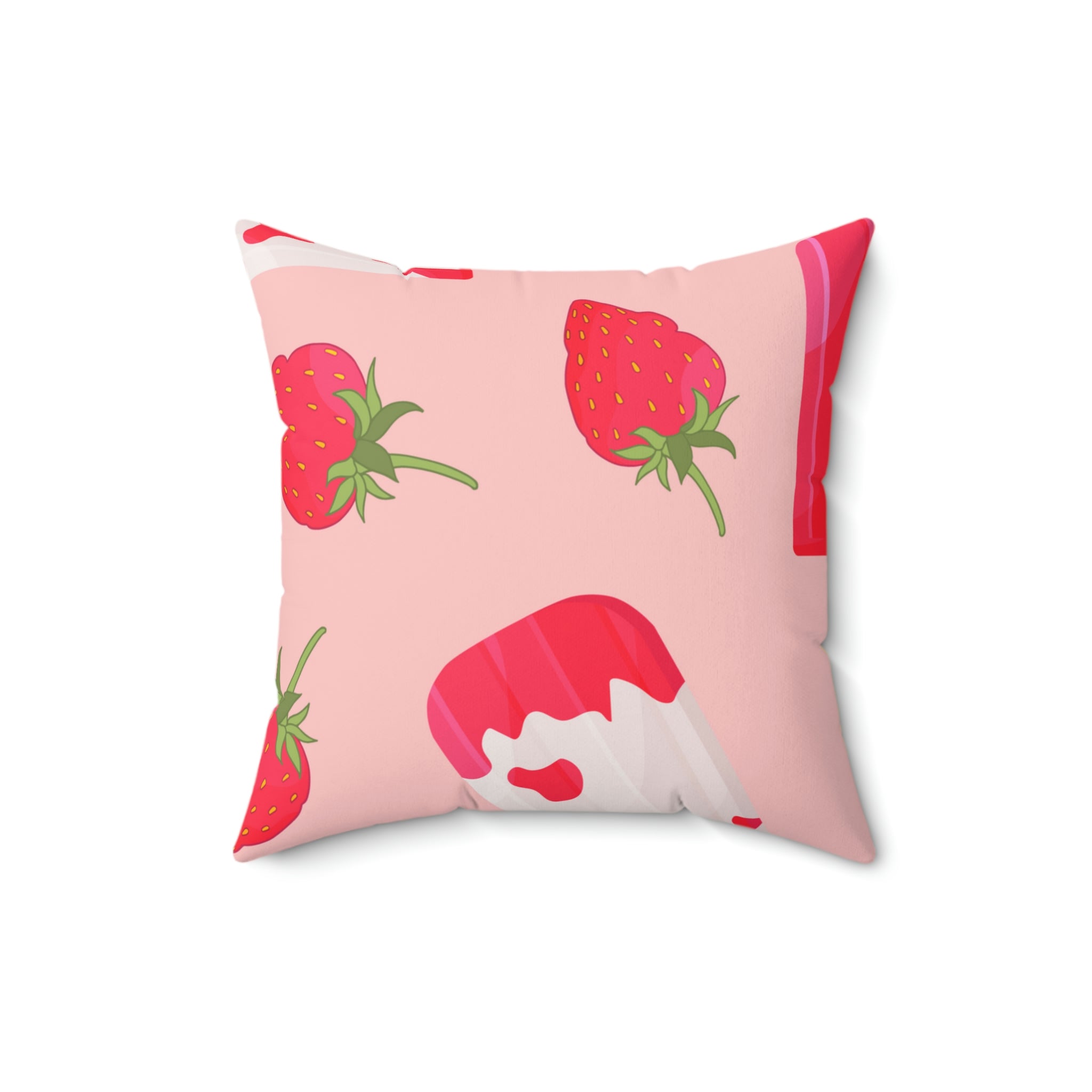 Strawberry Popsicle Square Pillow Home Decor Pink Sweetheart
