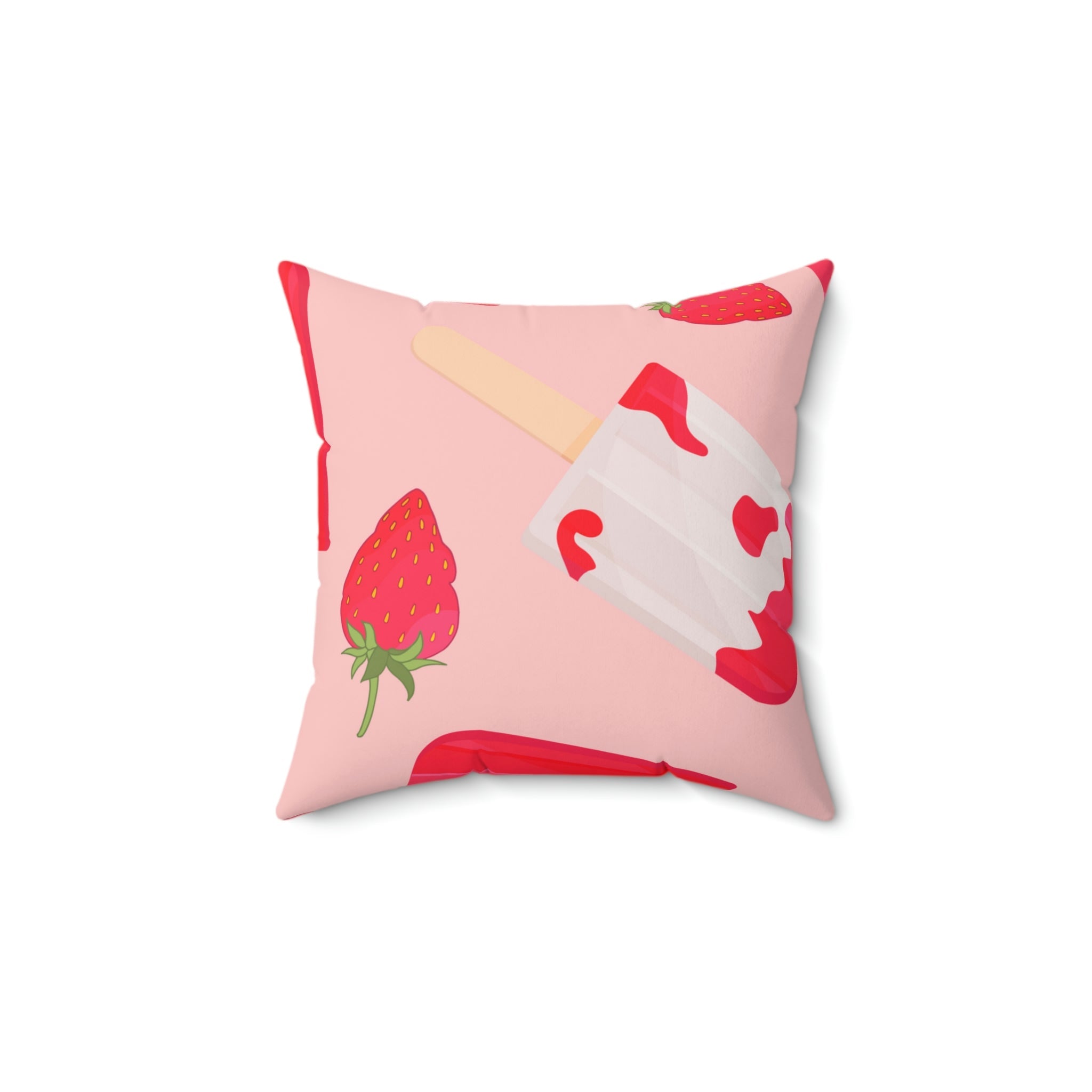 Strawberry Popsicle Square Pillow Home Decor Pink Sweetheart