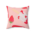 Strawberry Popsicle Square Pillow Home Decor Pink Sweetheart