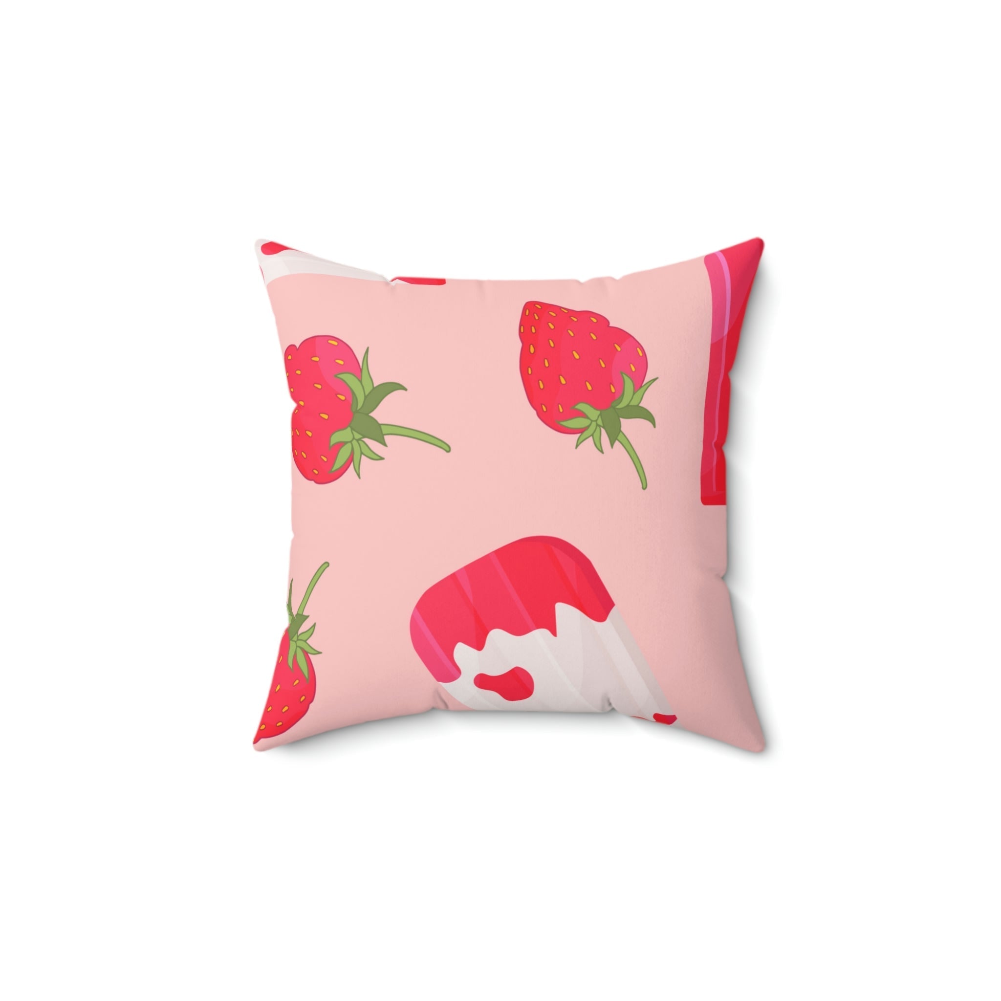 Strawberry Popsicle Square Pillow Home Decor Pink Sweetheart