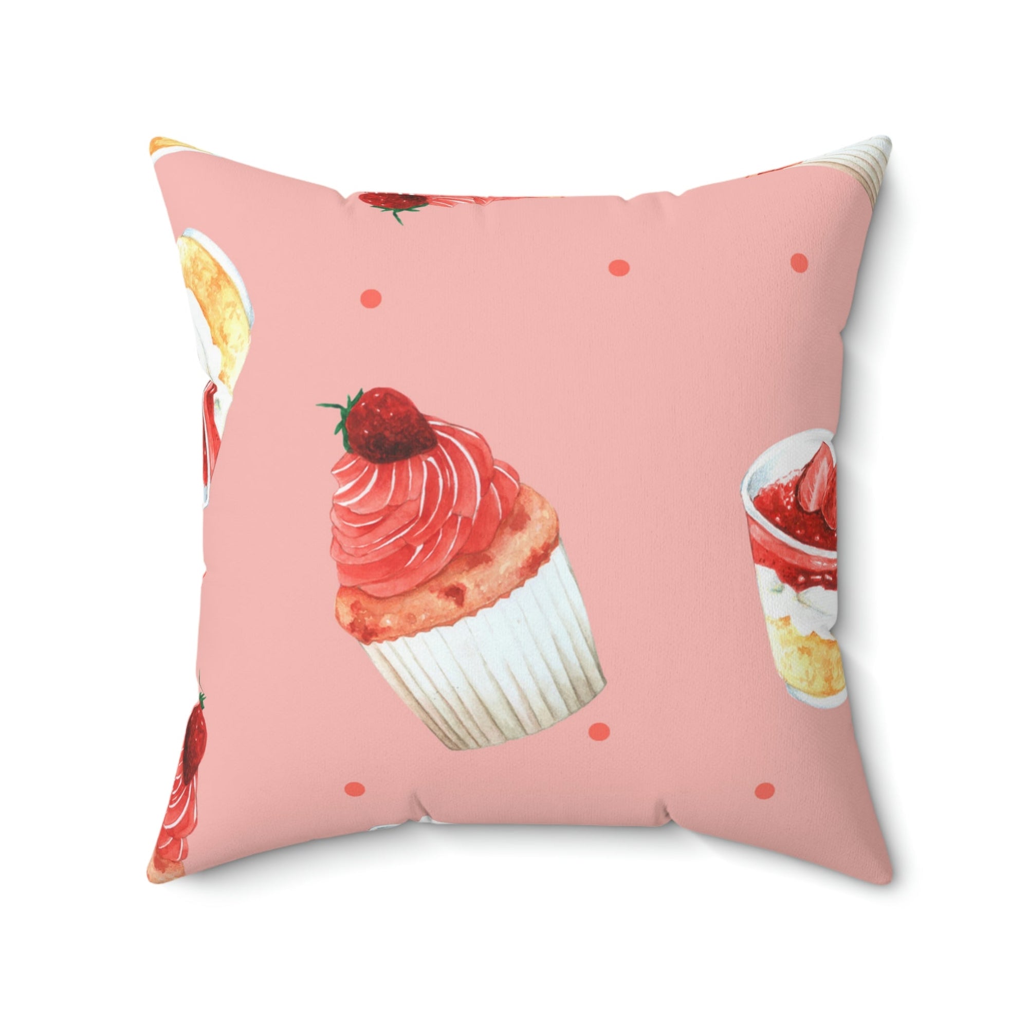 Strawberry Shortcake Square Pillow Home Decor Pink Sweetheart