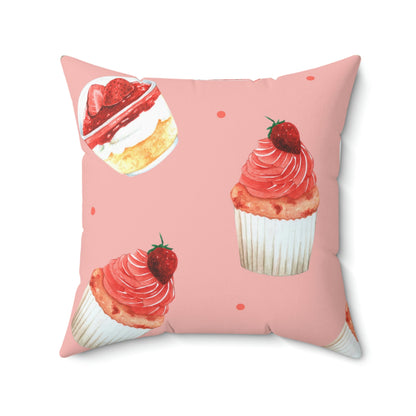Strawberry Shortcake Square Pillow Home Decor Pink Sweetheart