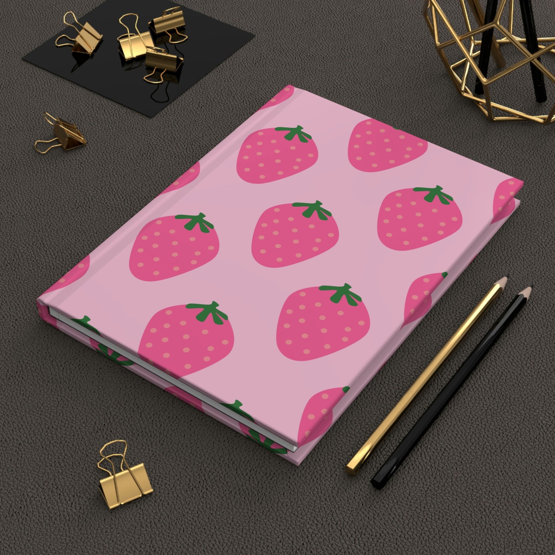 Succulent Strawberries Hardcover Matte Journal Paper products Pink Sweetheart