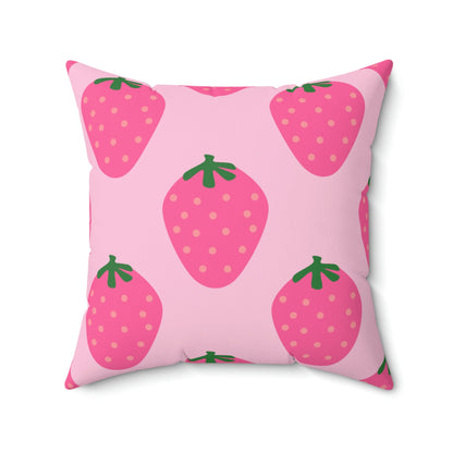 Sweet Strawberries Square Pillow Home Decor Pink Sweetheart