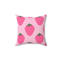 Sweet Strawberries Square Pillow - Pink Sweetheart