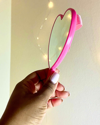 Sweetheart Hand Mirror with Bow Face Mirrors Pink Sweetheart