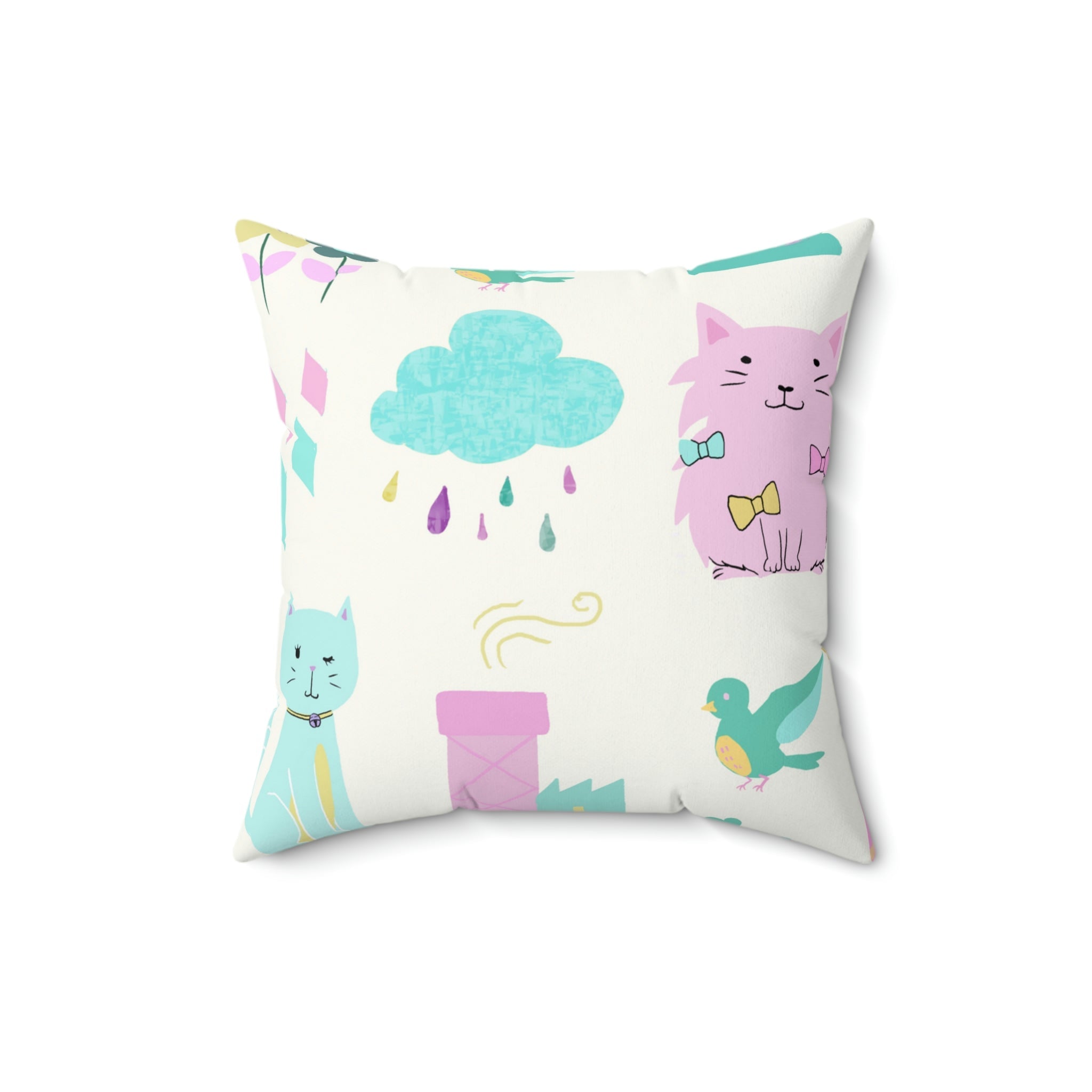 The Kitten Castle Square Pillow Home Decor Pink Sweetheart