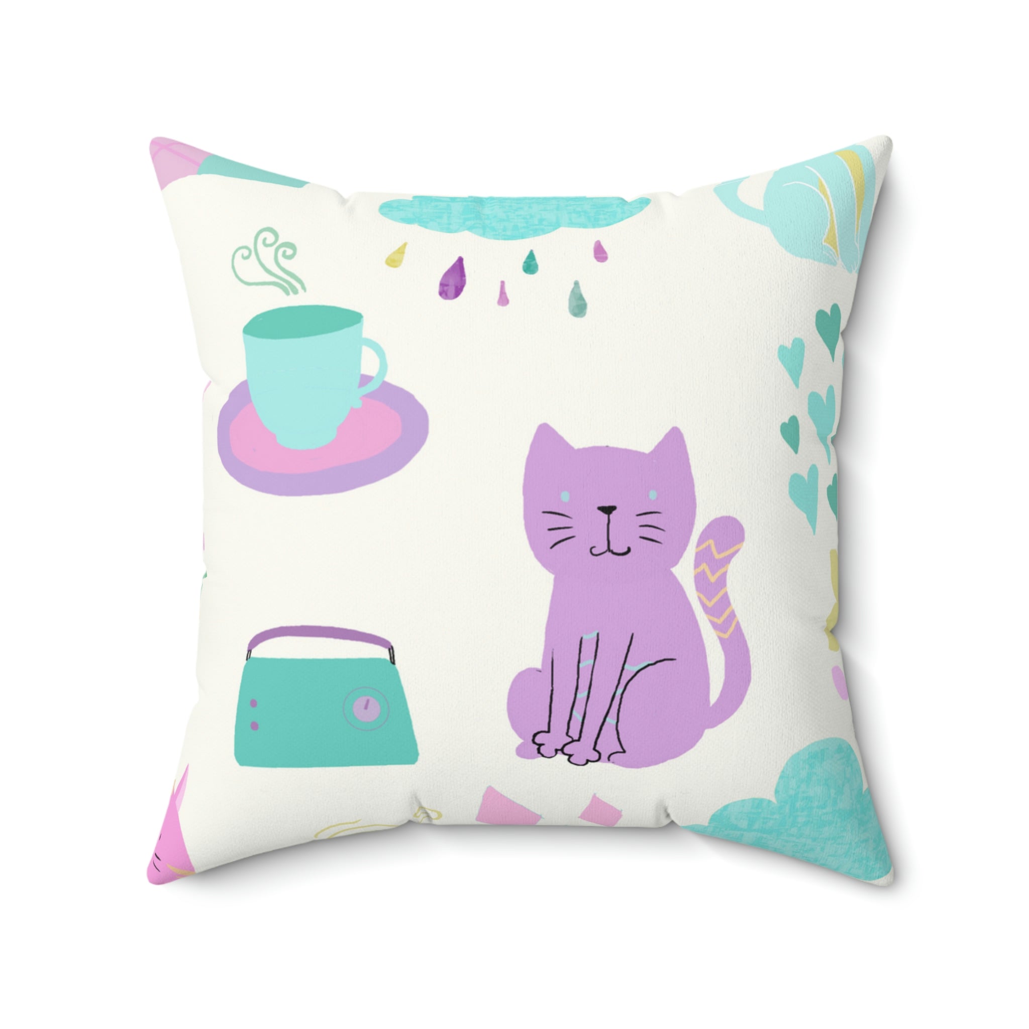 The Kitten Castle Square Pillow Home Decor Pink Sweetheart