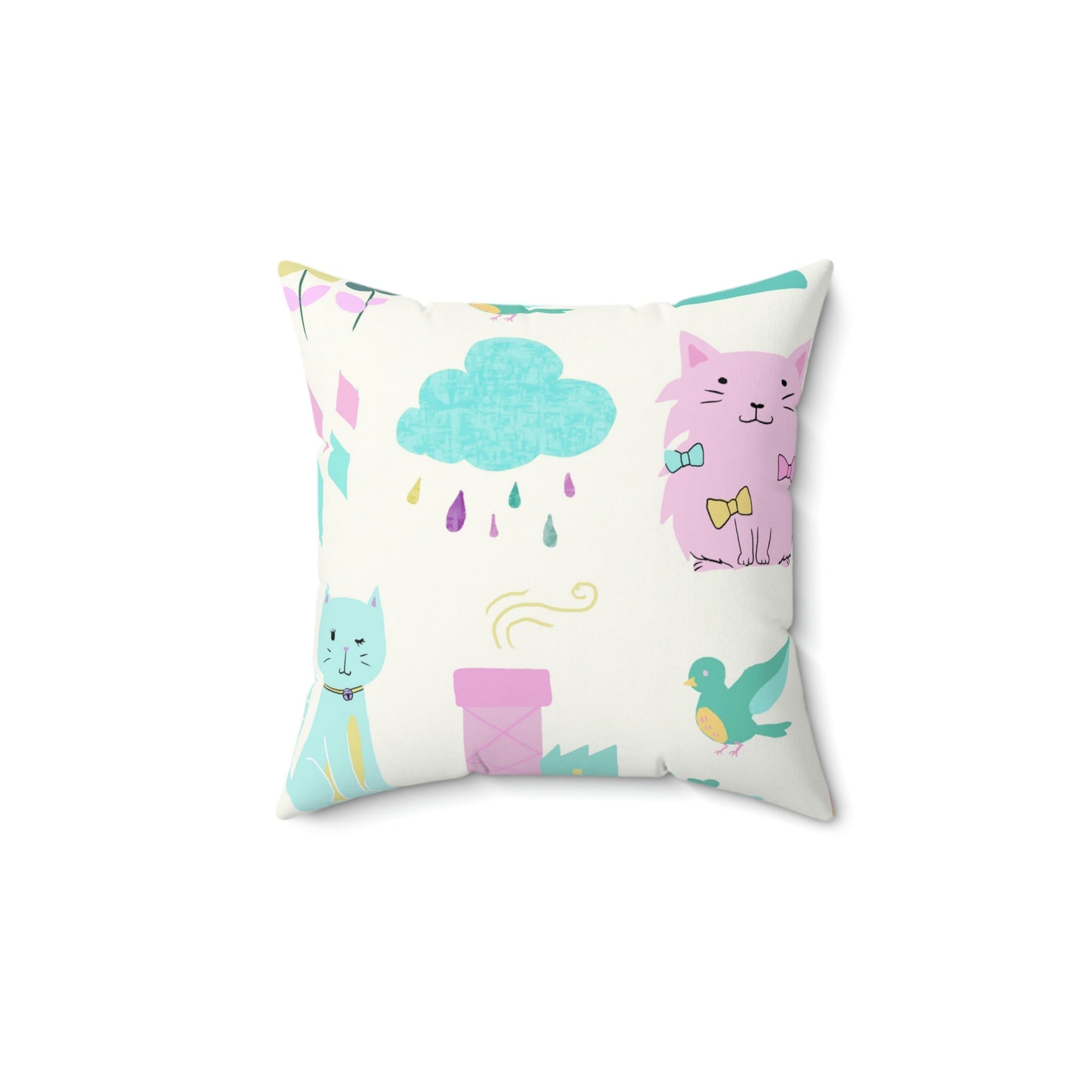 The Kitten Castle Square Pillow Home Decor Pink Sweetheart