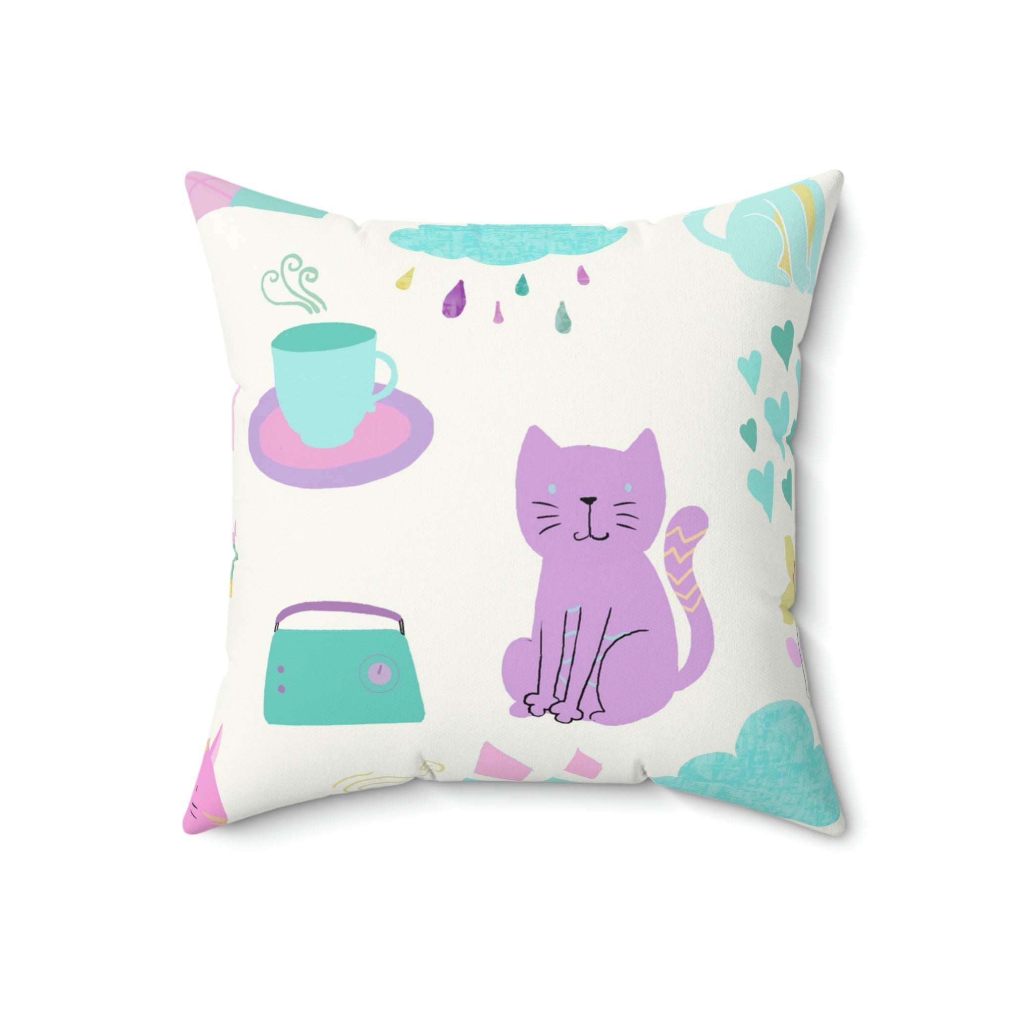 The Kitten Castle Square Pillow Home Decor Pink Sweetheart