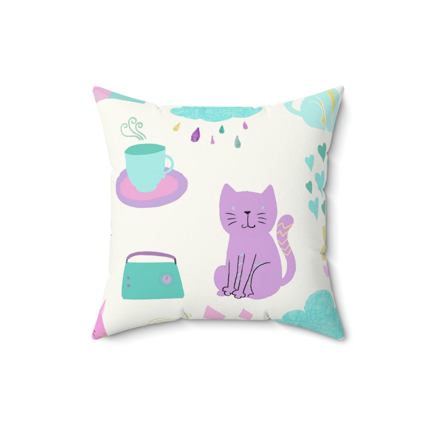 The Kitten Castle Square Pillow Home Decor Pink Sweetheart