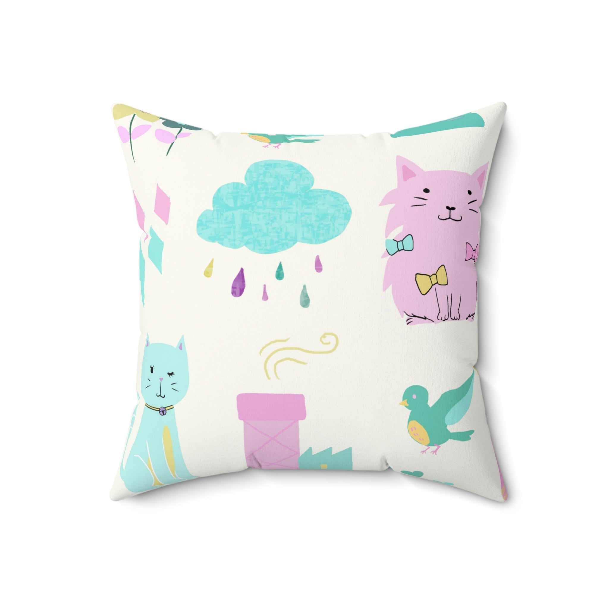 The Kitten Castle Square Pillow Home Decor Pink Sweetheart