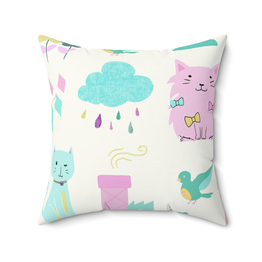 The Kitten Castle Square Pillow Home Decor Pink Sweetheart