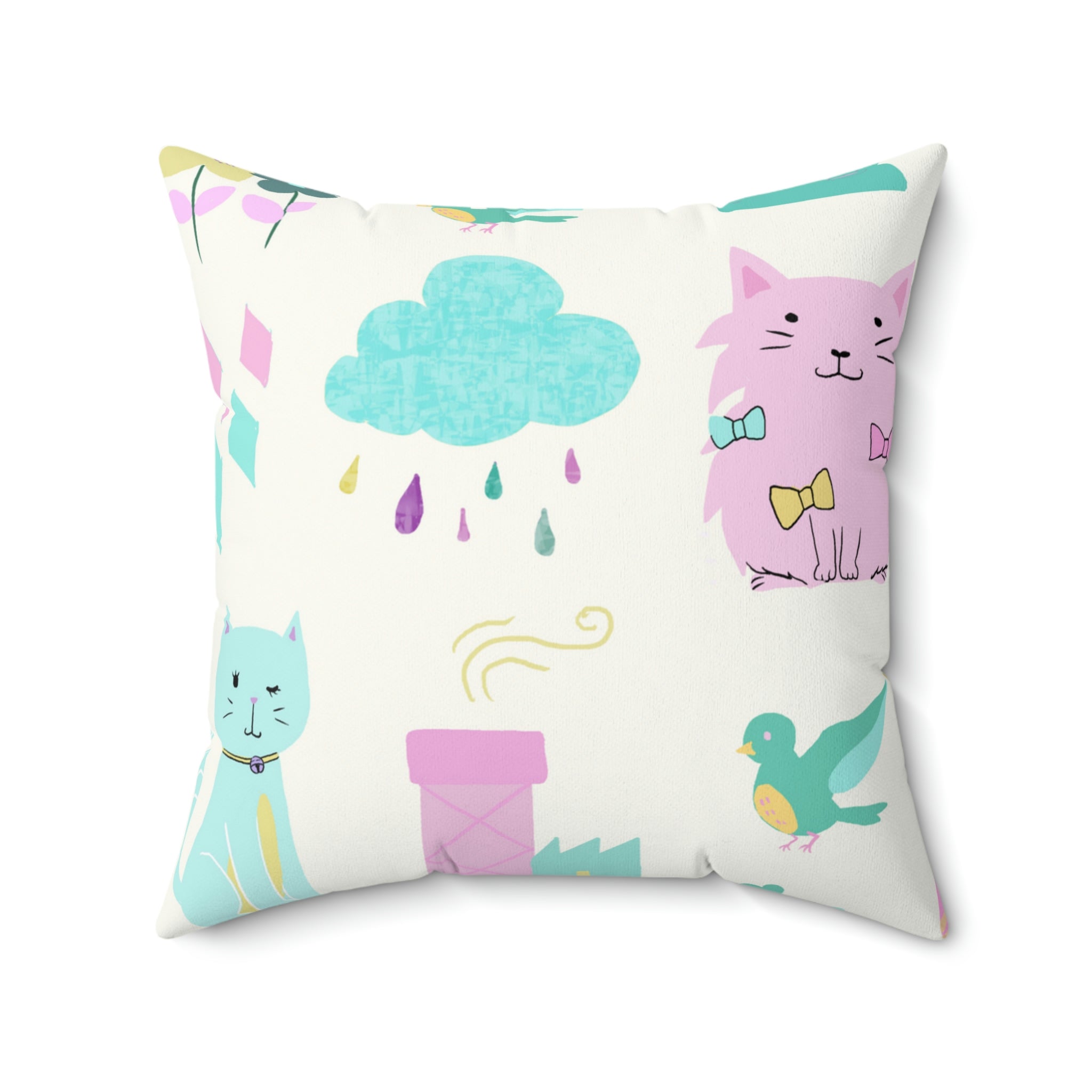The Kitten Castle Square Pillow Home Decor Pink Sweetheart