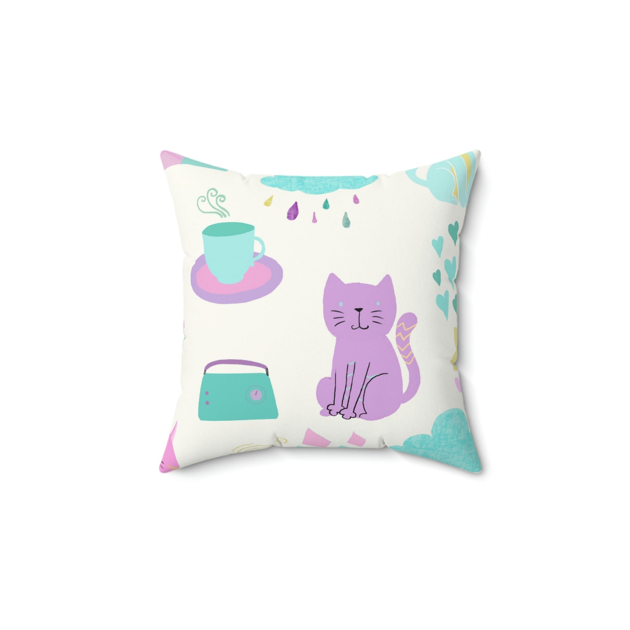 The Kitten Castle Square Pillow Home Decor Pink Sweetheart