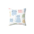 The Kitten Clan Shapes Square Pillow - Pink Sweetheart