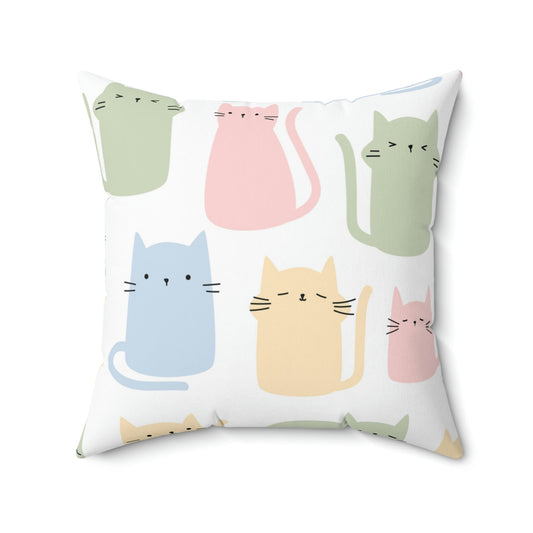 The Kitten Clan Shapes Square Pillow Home Decor Pink Sweetheart
