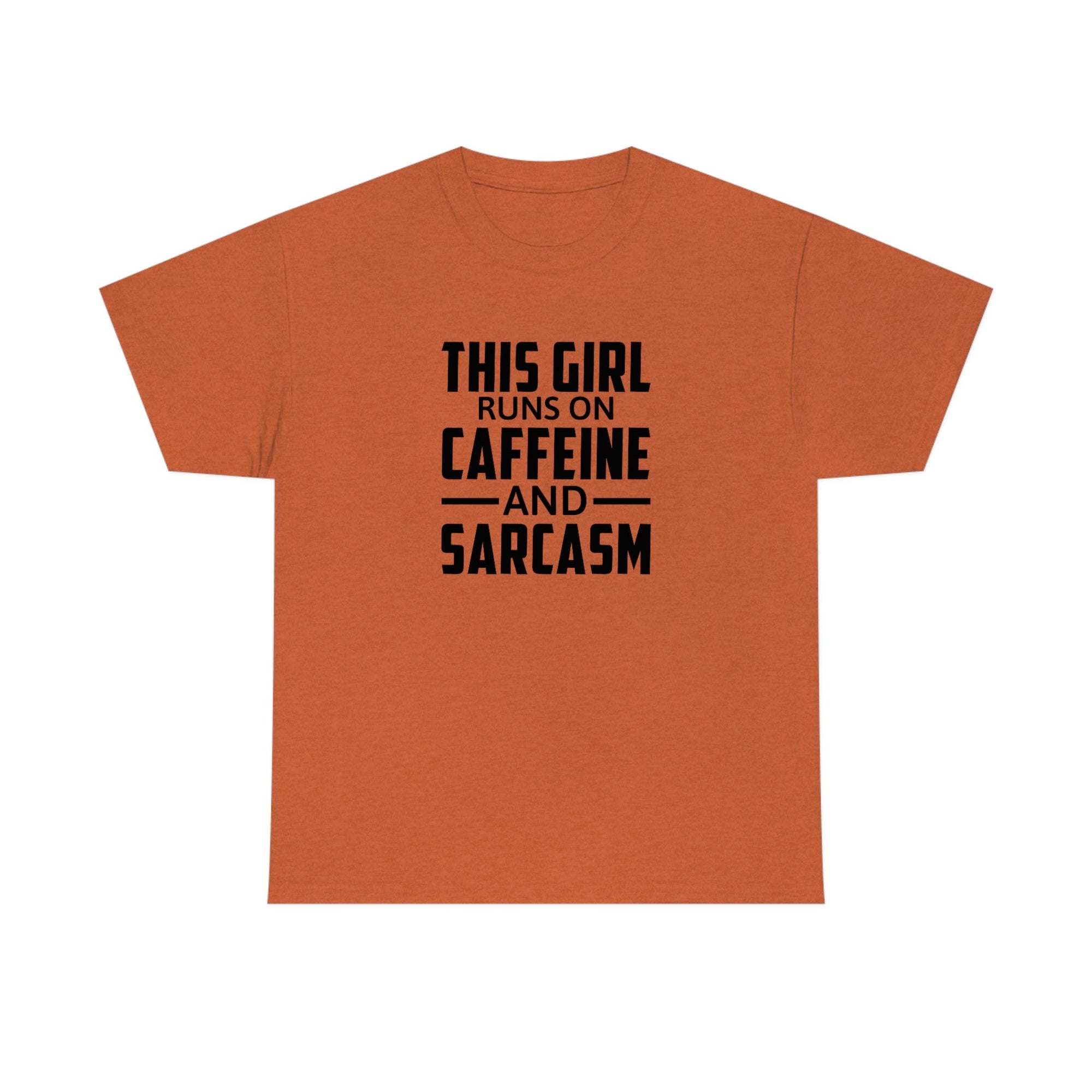 This Girl Runs on Caffeine & Sarcasm Cotton Tee T-Shirt Pink Sweetheart