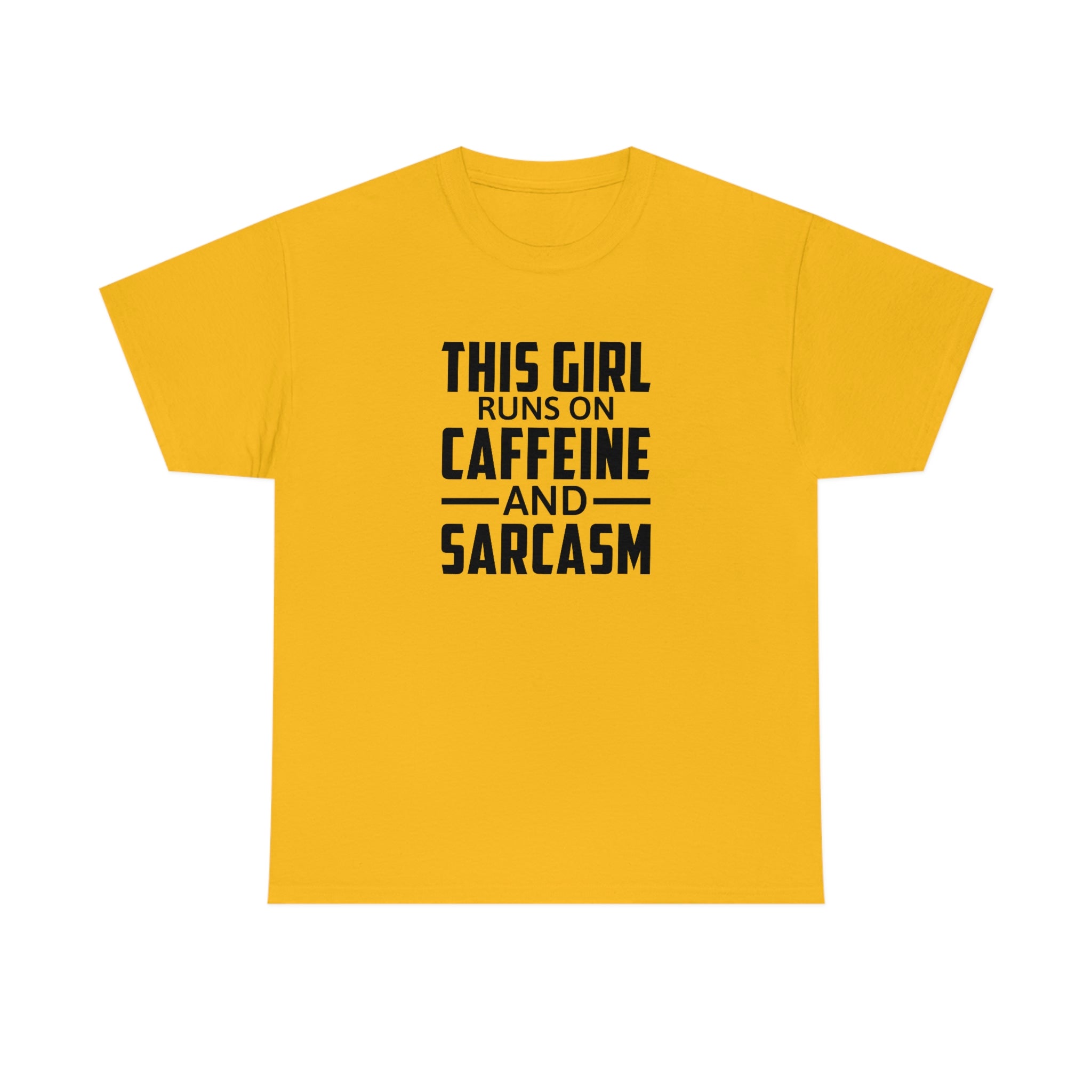 This Girl Runs on Caffeine & Sarcasm Cotton Tee T-Shirt Pink Sweetheart