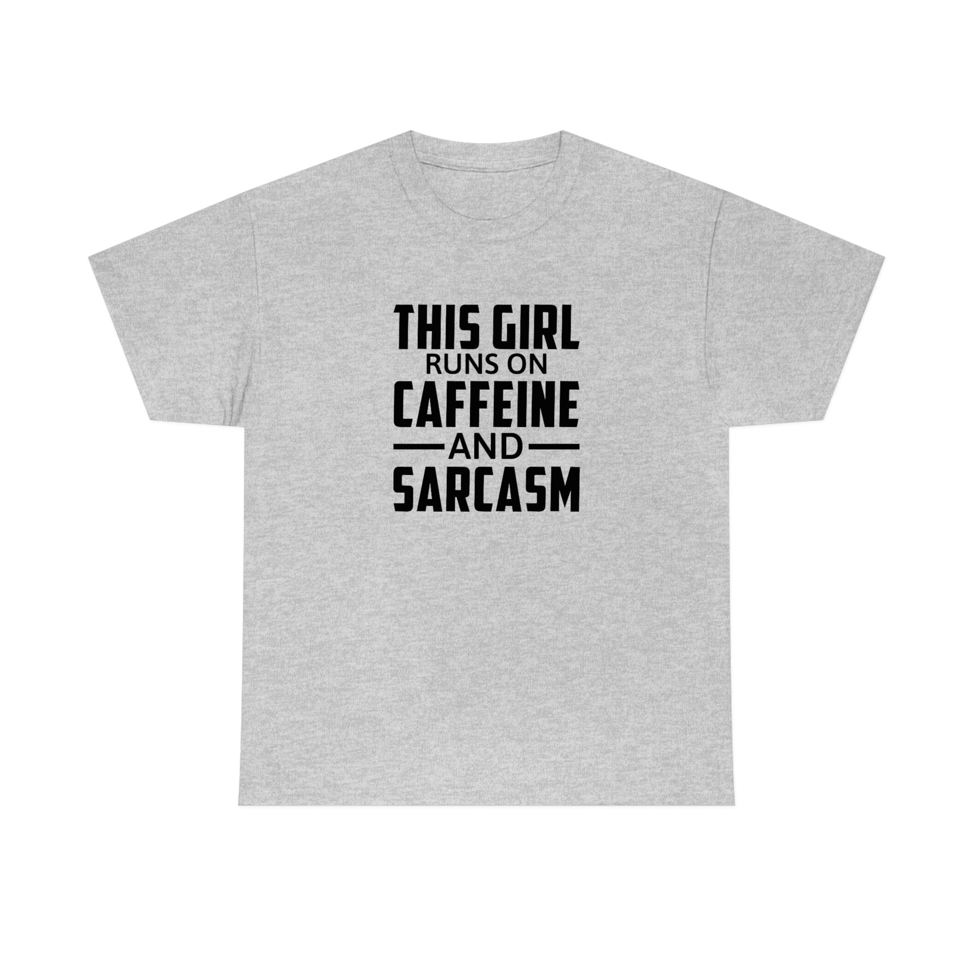 This Girl Runs on Caffeine & Sarcasm Cotton Tee T-Shirt Pink Sweetheart