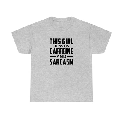 This Girl Runs on Caffeine & Sarcasm Cotton Tee T-Shirt Pink Sweetheart